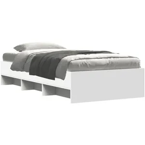 vidaXL Cadre de lit blanc 90x190 cm bois d'ingénierie pas cher