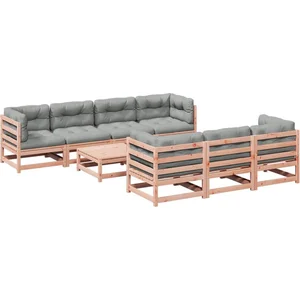 vidaXL Salon de jardin 8 pcs avec coussins sapin douglas solide