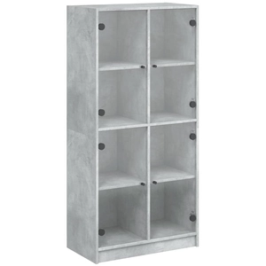 vidaXL Buffet haut avec portes gris béton 68x37x142 cm bois ingénierie pas cher
