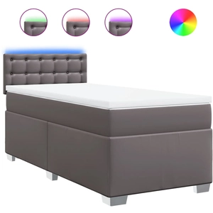 vidaXL Sommier à lattes de lit avec matelas gris 120x190 cm similicuir pas cher