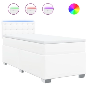 vidaXL Sommier à lattes de lit avec matelas Blanc 100x200cm Similicuir pas cher