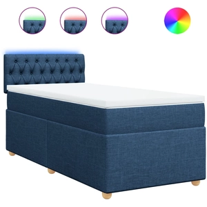 Sommier à lattes de lit avec matelas Bleu 200x200 cm Tissu Vidaxl Bleu pas cher