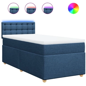 vidaXL Sommier à lattes de lit avec matelas Bleu 160x200 cm Tissu pas cher