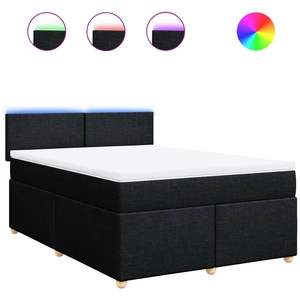 vidaXL Sommier à lattes de lit avec matelas Noir 180x200 cm Tissu