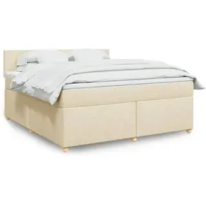 vidaXL Sommier à lattes de lit avec matelas Crème 180x200 cm Tissu pas cher