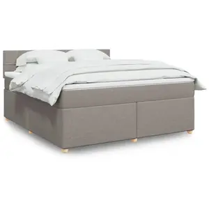vidaXL Sommier à lattes de lit avec matelas Taupe 180x200 cm Tissu pas cher