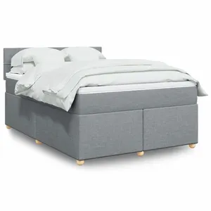 vidaXL Sommier à lattes de lit avec matelas Gris clair 160x200cm Tissu pas cher