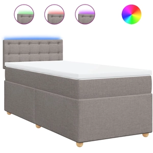 vidaXL Sommier à lattes de lit avec matelas Taupe 140x200 cm Tissu pas cher