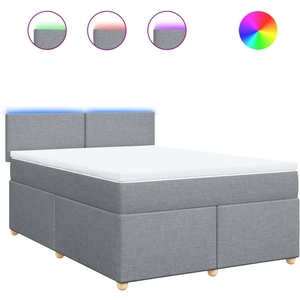 vidaXL Sommier à lattes de lit avec matelas Gris clair 160x200cm Tissu pas cher