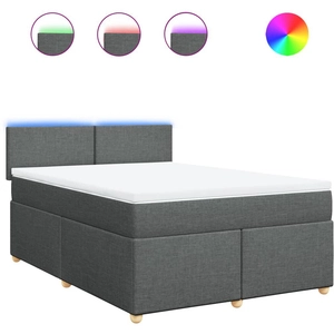 vidaXL Sommier à lattes de lit avec matelas Gris foncé 160x200cm Tissu pas cher