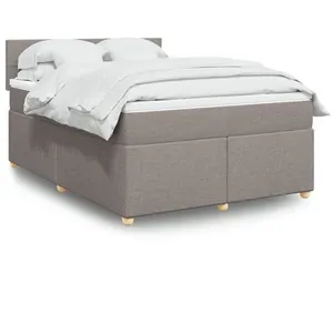 vidaXL Sommier à lattes de lit avec matelas Taupe 140x200 cm Tissu pas cher