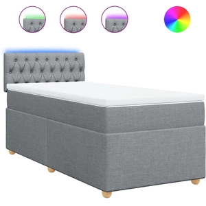vidaXL Sommier à lattes de lit avec matelas Gris clair 140x190cm Tissu pas cher