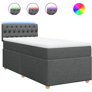 vidaXL Sommier à lattes de lit avec matelas Gris foncé 140x190cm Tissu pas cher