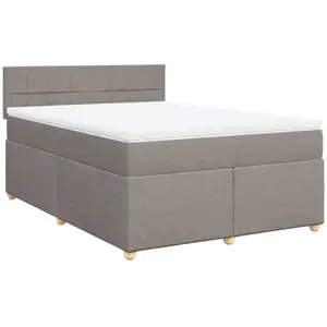 vidaXL Sommier à lattes de lit avec matelas Taupe 140x190 cm Tissu pas cher