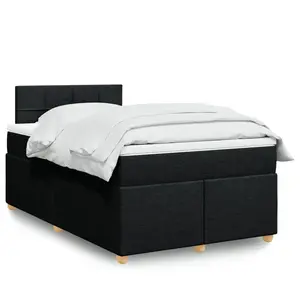 vidaXL Sommier à lattes de lit avec matelas Noir 120x200 cm Tissu pas cher