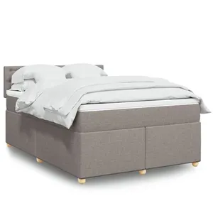 vidaXL Sommier à lattes de lit avec matelas Taupe 140x190 cm Tissu pas cher