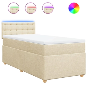 vidaXL Sommier à lattes de lit avec matelas Crème 120x200 cm Tissu pas cher