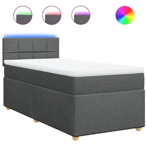 vidaXL Sommier à lattes de lit avec matelas Gris foncé 140x190cm Tissu pas cher