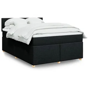 vidaXL Sommier à lattes de lit avec matelas Noir 140x190 cm Tissu pas cher