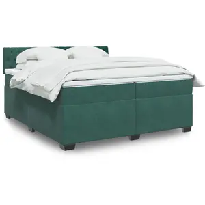 vidaXL Sommier à lattes de lit et matelas Vert foncé 200x200cm Velours pas cher