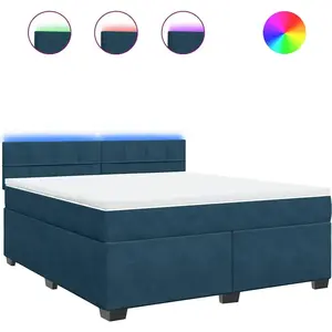 vidaXL Sommier à lattes de lit et matelas bleu 180x200 cm velours pas cher