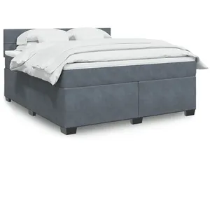 vidaXL Sommier à lattes de lit et matelas Gris foncé 180x200cm Velours pas cher