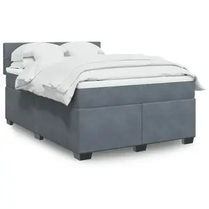 vidaXL Sommier à lattes de lit et matelas Gris foncé 160x200cm Velours pas cher