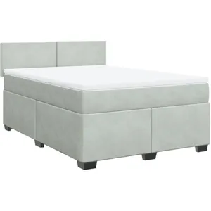 vidaXL Sommier à lattes de lit et matelas Gris clair 160x200cm Velours pas cher
