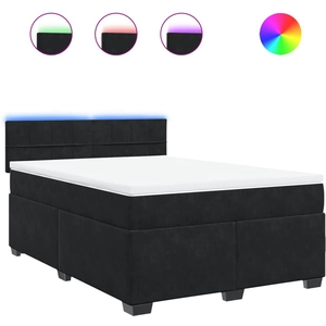 vidaXL Sommier à lattes de lit et matelas Noir 160x200 cm Velours pas cher