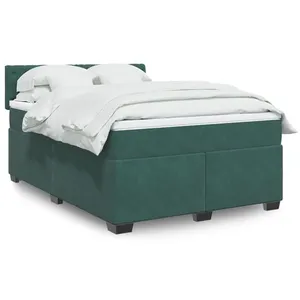 vidaXL Sommier à lattes de lit et matelas Vert foncé 160x200cm Velours pas cher