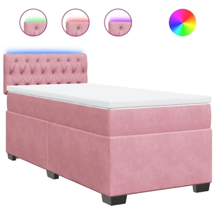 vidaXL Sommier à lattes de lit avec matelas Rose 160x200 cm Velours pas cher