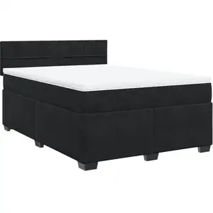 vidaXL Sommier à lattes de lit avec matelas Noir 140x200 cm Velours pas cher