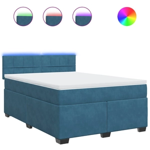 vidaXL Sommier à lattes de lit et matelas bleu 140x200 cm velours pas cher