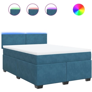 vidaXL Sommier à lattes de lit et matelas bleu 140x200 cm velours pas cher