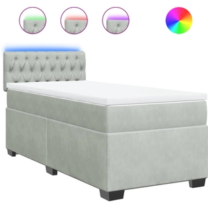 vidaXL Sommier à lattes de lit et matelas Gris clair 140x200cm Velours pas cher