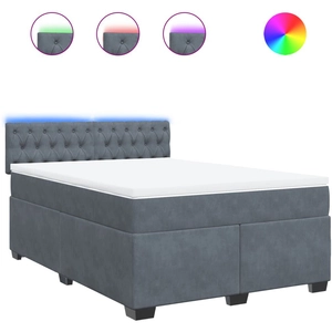 vidaXL Sommier à lattes de lit et matelas Gris foncé 140x200cm Velours pas cher