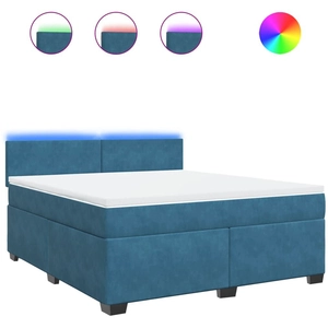 vidaXL Sommier à lattes de lit et matelas bleu 180x200 cm velours pas cher
