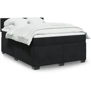 vidaXL Sommier à lattes de lit avec matelas Noir 140x190 cm Velours pas cher