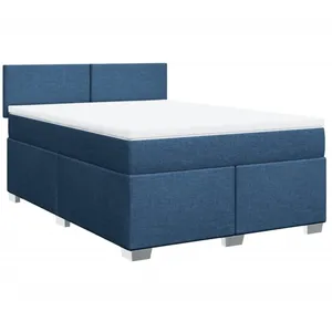 vidaXL Sommier à lattes de lit avec matelas Bleu 140x200 cm Tissu