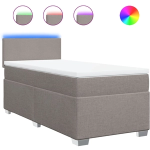 vidaXL Sommier à lattes de lit avec matelas Taupe 140x200 cm Tissu pas cher