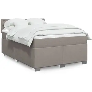 vidaXL Sommier à lattes de lit avec matelas Taupe 140x190 cm Tissu pas cher