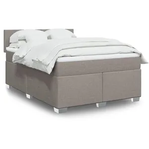 vidaXL Sommier à lattes de lit avec matelas Taupe 140x190 cm Tissu pas cher