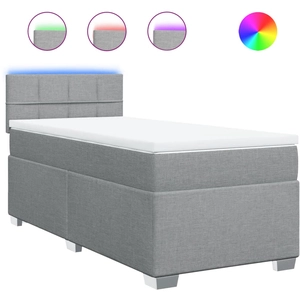 vidaXL Sommier à lattes de lit avec matelas Gris clair 140x190cm Tissu pas cher