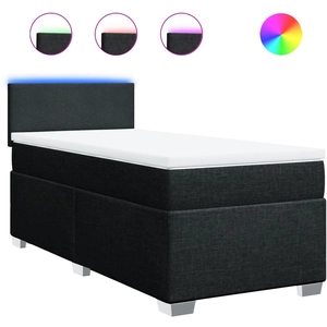 vidaXL Sommier à lattes de lit avec matelas Noir 120x200 cm Tissu pas cher