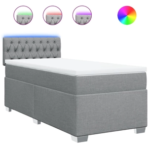 vidaXL Sommier à lattes de lit avec matelas Gris clair 140x190cm Tissu pas cher