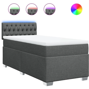 vidaXL Sommier à lattes de lit avec matelas Gris foncé 140x190cm Tissu pas cher