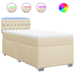 vidaXL Sommier à lattes de lit avec matelas Crème 140x190 cm Tissu pas cher