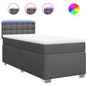vidaXL Sommier à lattes de lit avec matelas Gris foncé 120x200cm Tissu pas cher