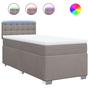 vidaXL Sommier à lattes de lit avec matelas Taupe 120x200 cm Tissu pas cher