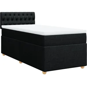 vidaXL Sommier à lattes de lit et matelas Noir 80x200 cm Tissu pas cher